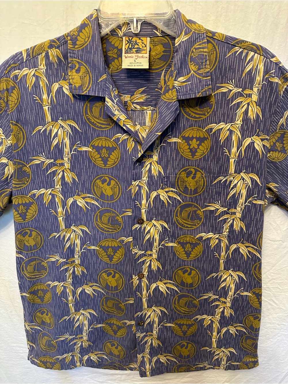 Vintage Winnie Fashion Hawaiian Shirt Mens Large Made in Hawaii 100% Cotton